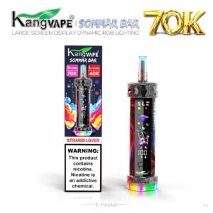 Strawb Lover – Kang Vape 70K Puffs Disposable E Hookah featuring a delicious strawberry-inspired flavor, premium rechargeable disposable device, dense vapor production, and up to 70,000 puffs for extended vaping satisfaction.