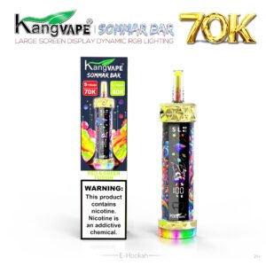 Red & Green Fusion – Kang Vape 70K Puffs Disposable E Hookah featuring a vibrant blend of red and green fruit flavors, a rechargeable high-capacity device, smooth airflow, and up to 70,000 puffs for an enjoyable vaping experience.